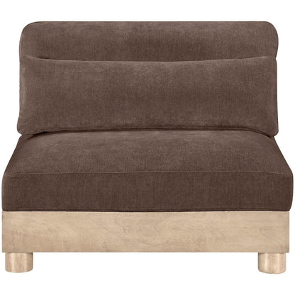 Turin Brown Chenille Fabric Upholstered Modular Armless Chair