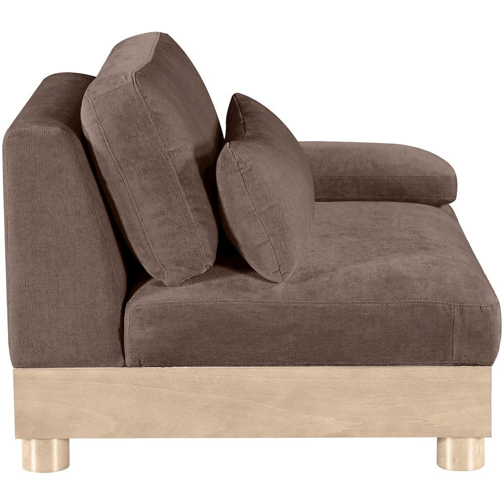 Turin Brown Chenille Fabric Upholstered Modular Right Arm Chair
