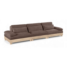 Turin 135.5" Brown Chenille Fabric Upholstered 3pc. Modular Sofa