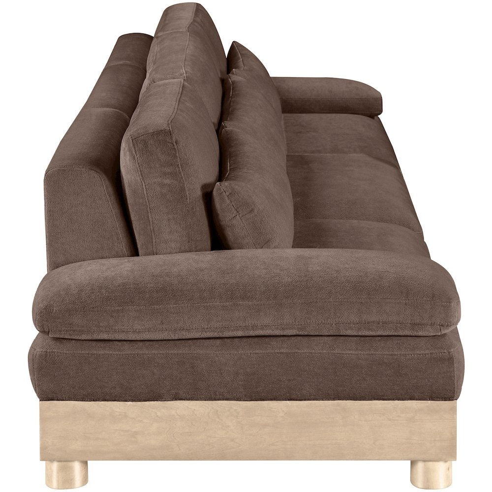 Turin 135.5" Brown Chenille Fabric Upholstered 3pc. Modular Sofa