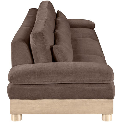Turin 135.5" Brown Chenille Fabric Upholstered 3pc. Modular Sofa