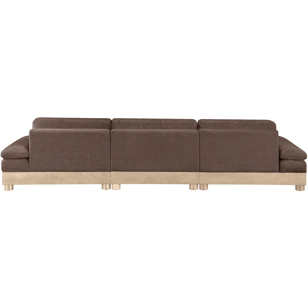 Turin 135.5" Brown Chenille Fabric Upholstered 3pc. Modular Sofa