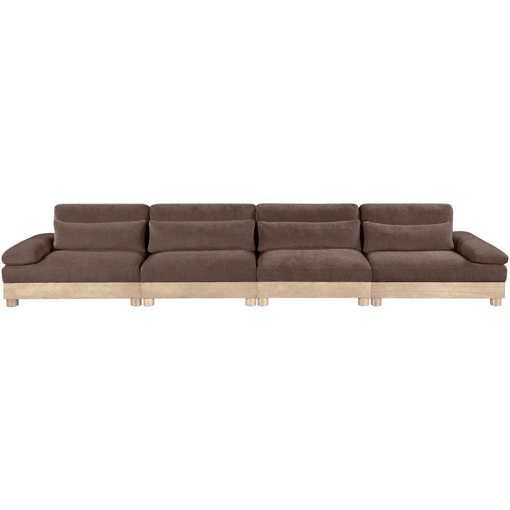 Turin 175.5" Brown Chenille Fabric Upholstered 4pc. Modular Sofa