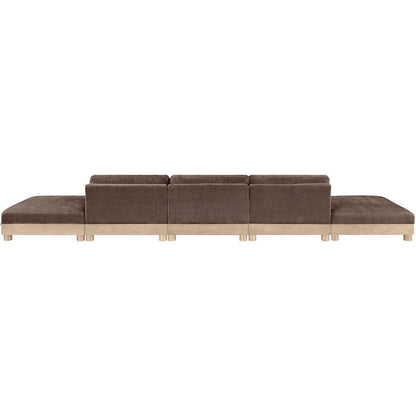 Turin 200" Brown Chenille Fabric Upholstered 5pc. Modular Sofa