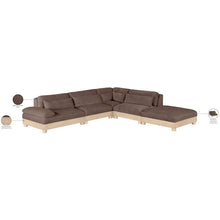Turin 120" Brown Chenille Fabric Upholstered 5pc. Modular Sectional
