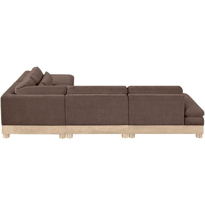 Turin 120" Brown Chenille Fabric Upholstered 5pc. Modular Sectional