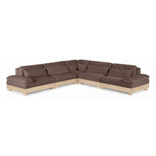 Turin 127.75" Brown Chenille Fabric Upholstered 5pc. Modular Sectional