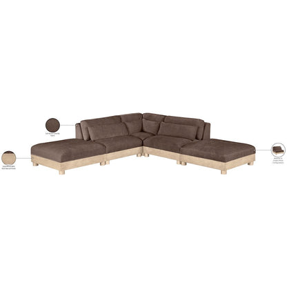 Turin 120" Brown Chenille Fabric Upholstered 5pc. Modular Sectional