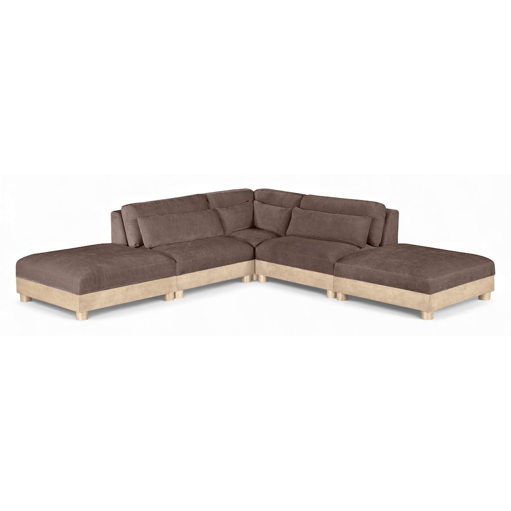 Turin 120" Brown Chenille Fabric Upholstered 5pc. Modular Sectional