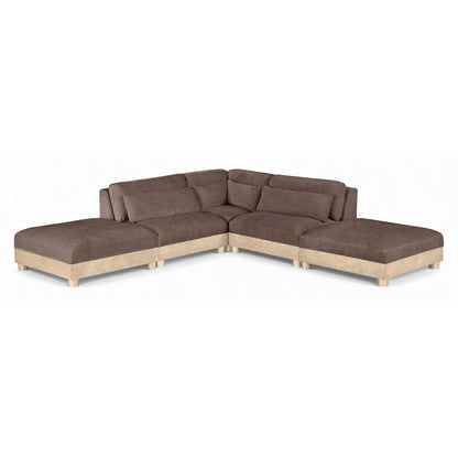 Turin 120" Brown Chenille Fabric Upholstered 5pc. Modular Sectional