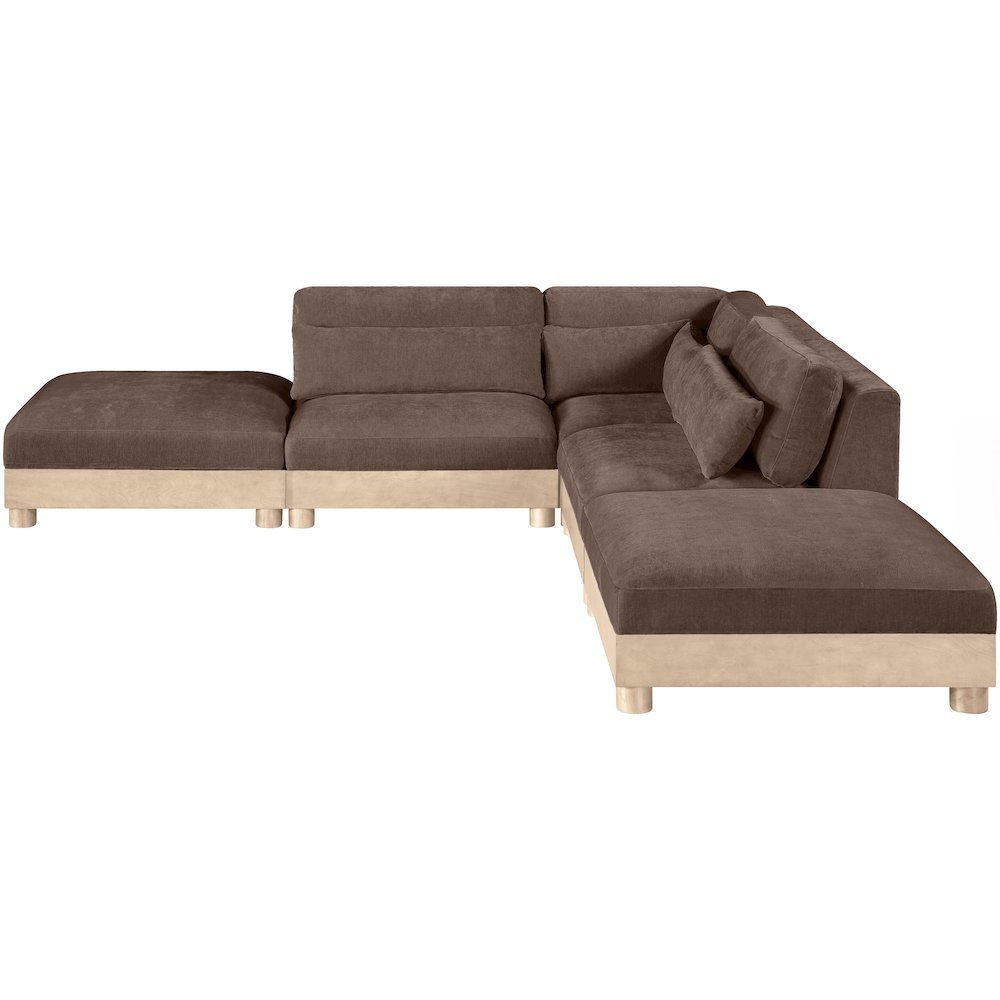 Turin 120" Brown Chenille Fabric Upholstered 5pc. Modular Sectional