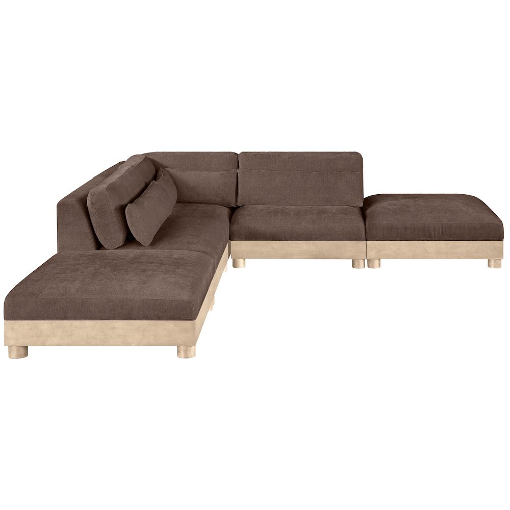 Turin 120" Brown Chenille Fabric Upholstered 5pc. Modular Sectional