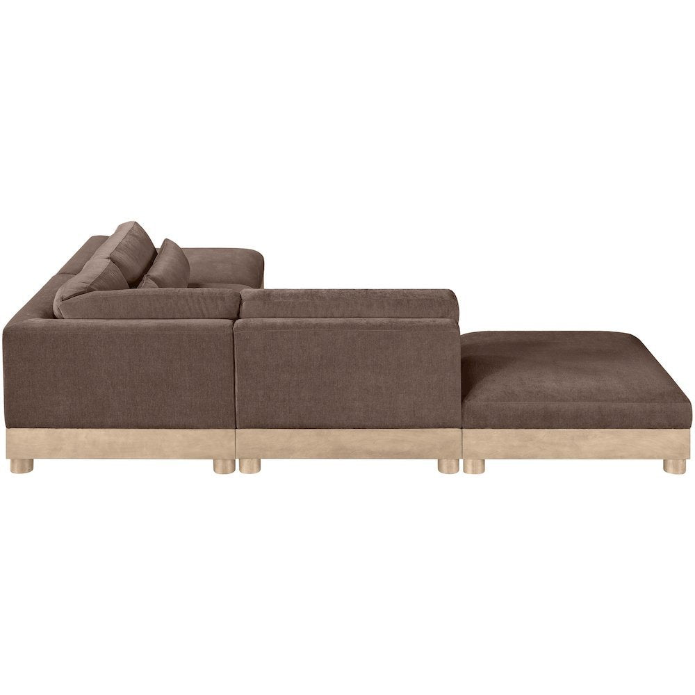 Turin 120" Brown Chenille Fabric Upholstered 5pc. Modular Sectional