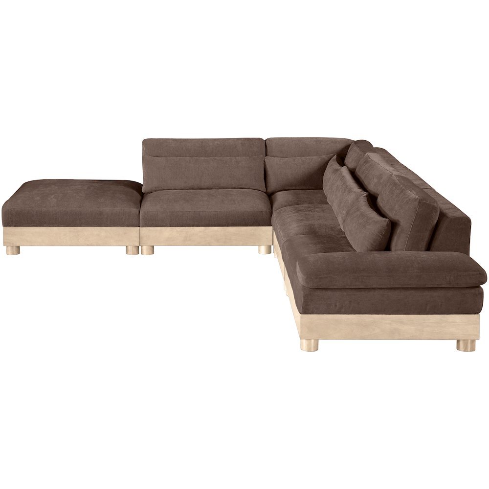 Turin 127.75" Brown Chenille Fabric Upholstered 5pc. Modular Sectional
