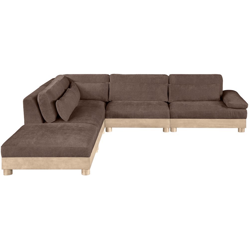 Turin 127.75" Brown Chenille Fabric Upholstered 5pc. Modular Sectional