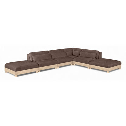 Turin 160" Brown Chenille Fabric Upholstered 6pc. Modular Sectional