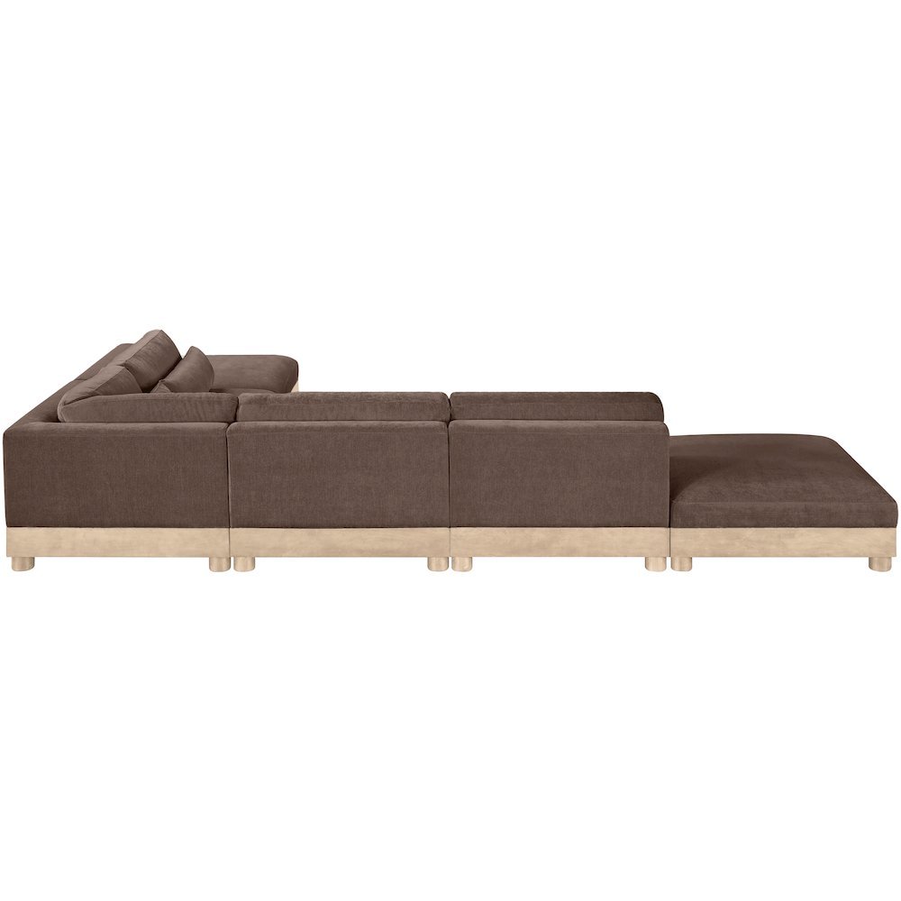 Turin 160" Brown Chenille Fabric Upholstered 6pc. Modular Sectional