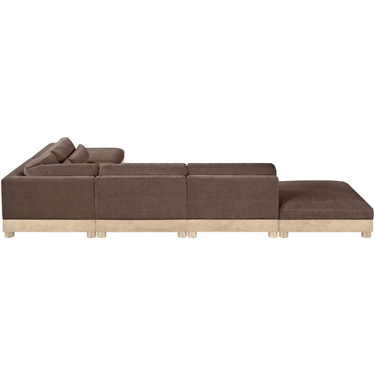 Turin 160" Brown Chenille Fabric Upholstered 6pc. Modular Sectional