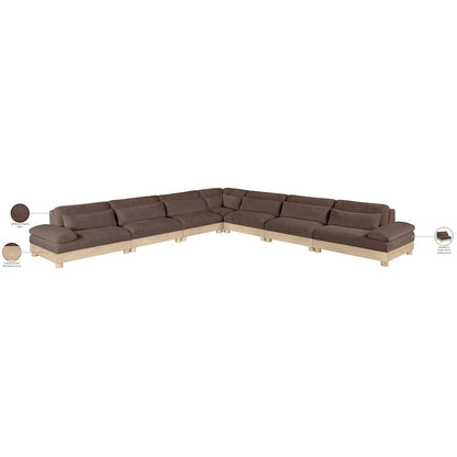 Turin 167.75" Brown Chenille Fabric Upholstered 7pc. Modular Sectional