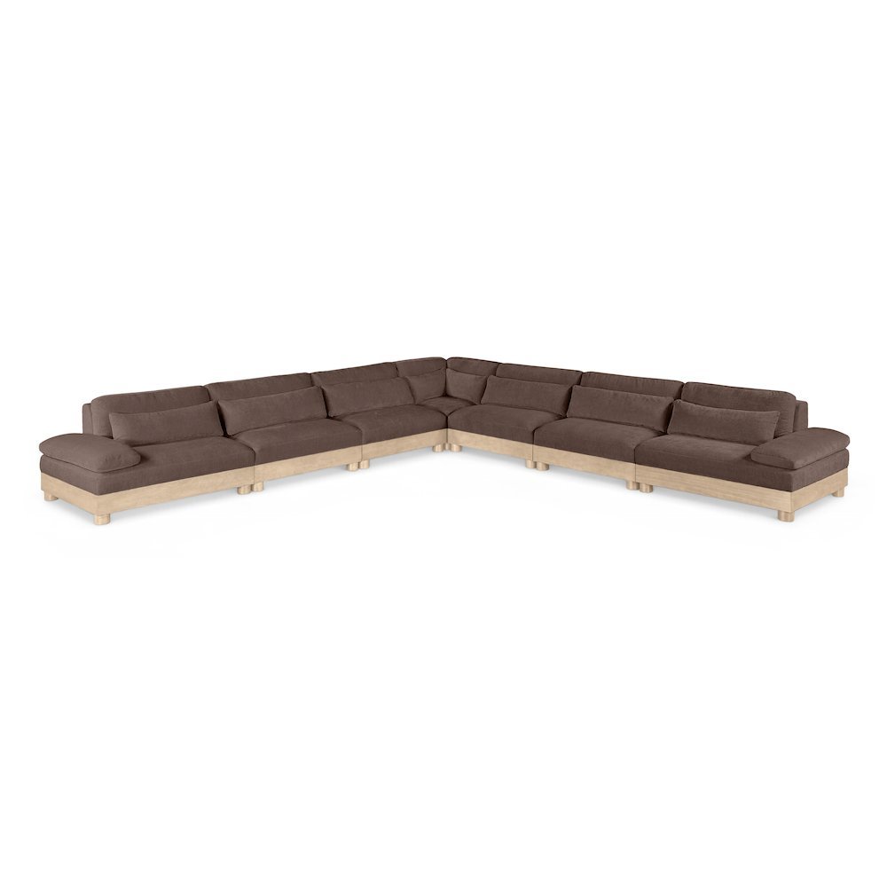 Turin 167.75" Brown Chenille Fabric Upholstered 7pc. Modular Sectional