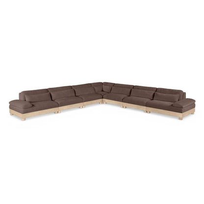 Turin 167.75" Brown Chenille Fabric Upholstered 7pc. Modular Sectional