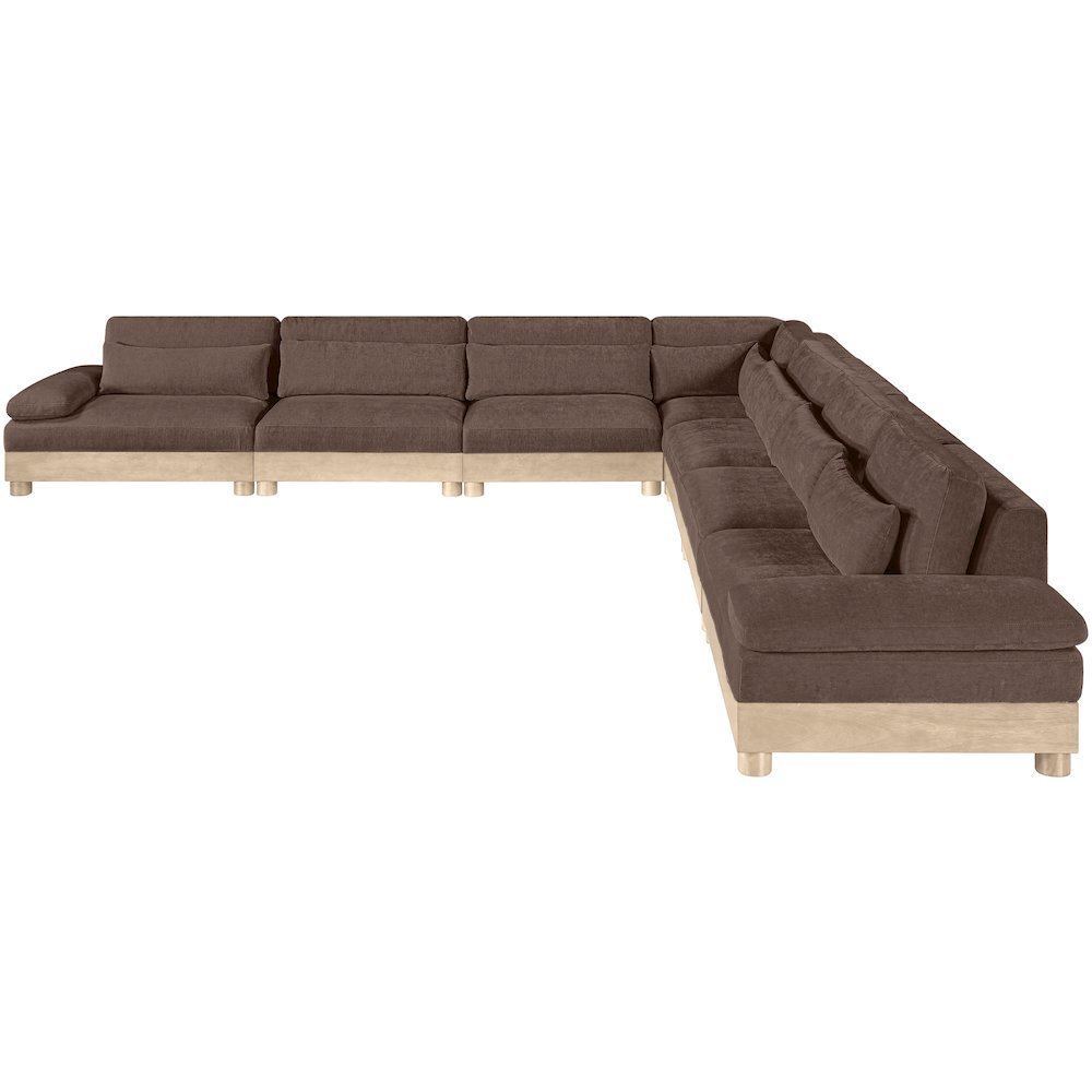 Turin 167.75" Brown Chenille Fabric Upholstered 7pc. Modular Sectional