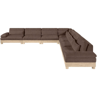 Turin 167.75" Brown Chenille Fabric Upholstered 7pc. Modular Sectional