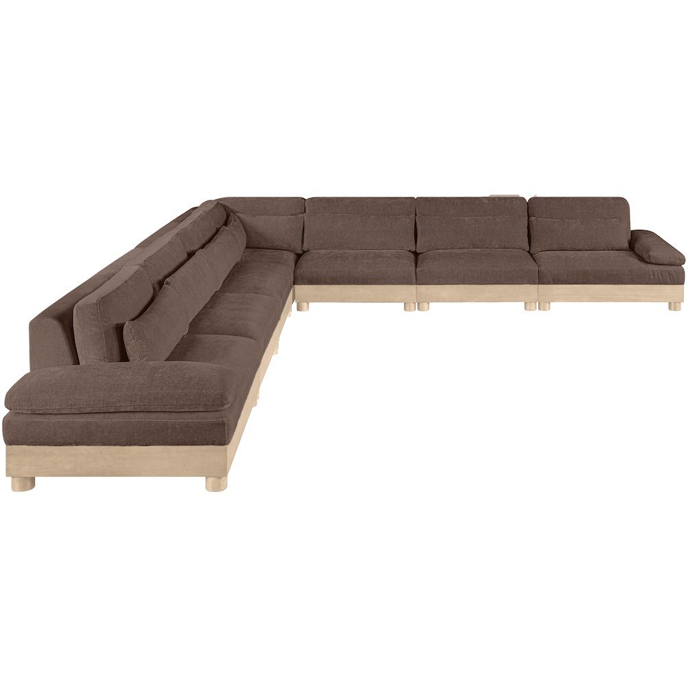 Turin 167.75" Brown Chenille Fabric Upholstered 7pc. Modular Sectional