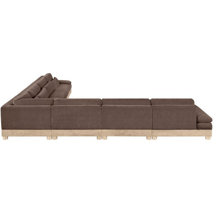 Turin 167.75" Brown Chenille Fabric Upholstered 7pc. Modular Sectional