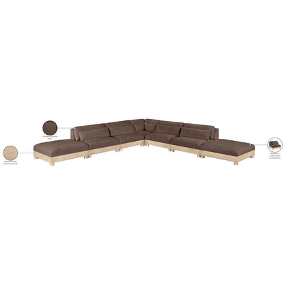 Turin 160" Brown Chenille Fabric Upholstered 7pc. Modular Sectional