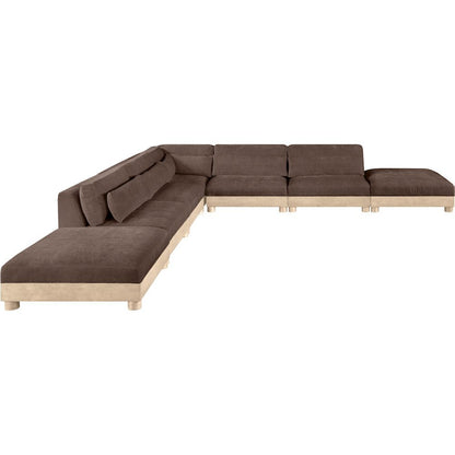 Turin 160" Brown Chenille Fabric Upholstered 7pc. Modular Sectional