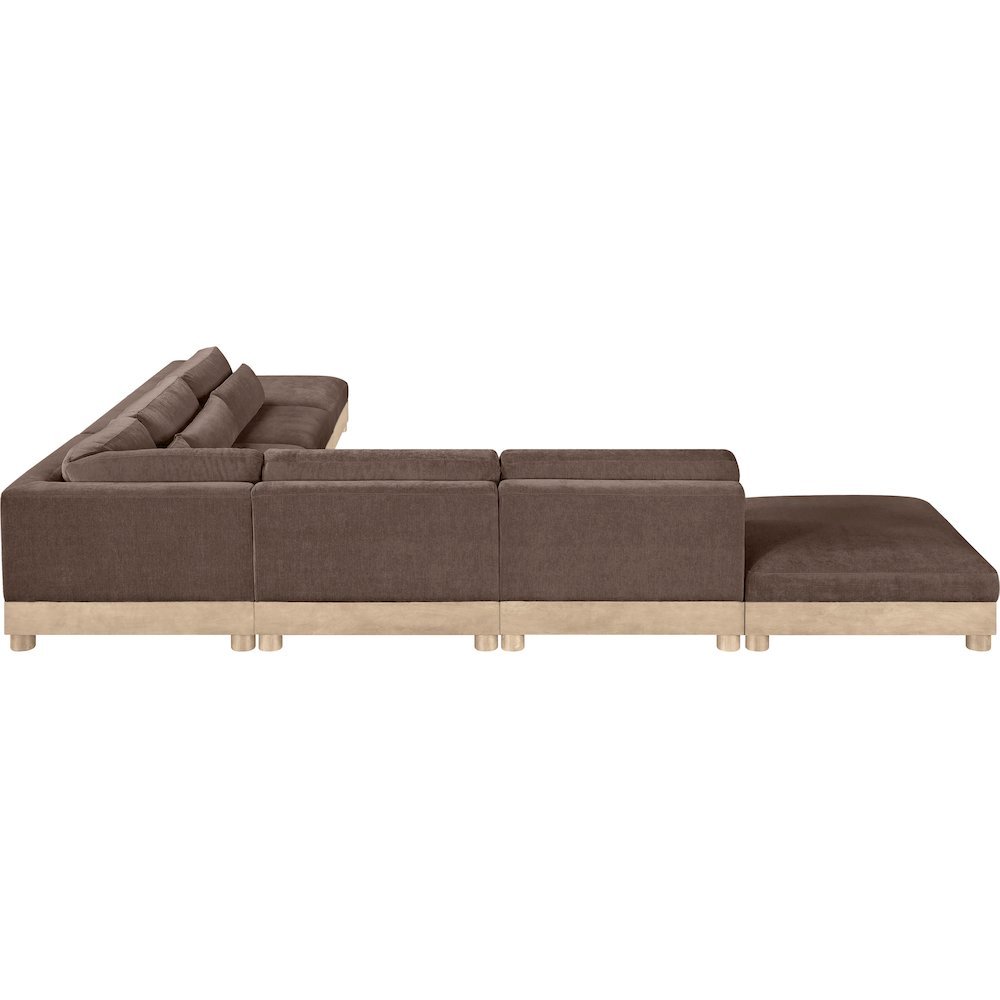 Turin 160" Brown Chenille Fabric Upholstered 7pc. Modular Sectional