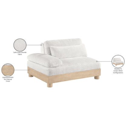 Turin Cream Chenille Fabric Upholstered Modular Left Arm Chair