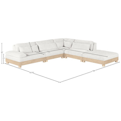 Turin 120" Cream Chenille Fabric Upholstered 5pc. Modular Sectional
