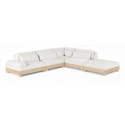 Turin 120" Cream Chenille Fabric Upholstered 5pc. Modular Sectional