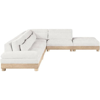 Turin 120" Cream Chenille Fabric Upholstered 5pc. Modular Sectional