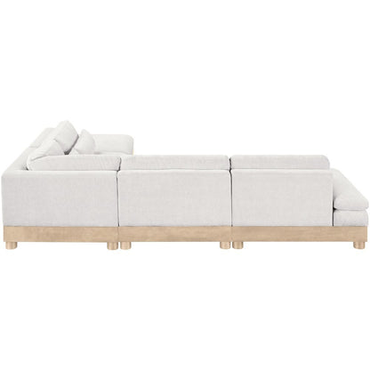 Turin 120" Cream Chenille Fabric Upholstered 5pc. Modular Sectional