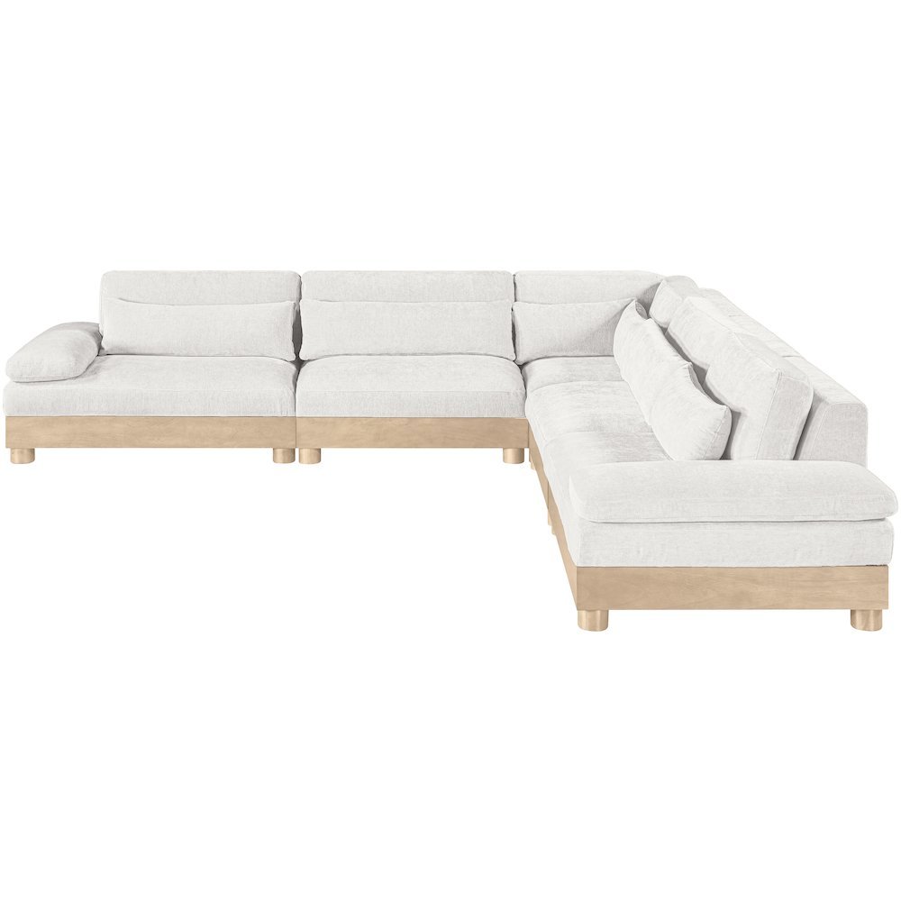 Turin 127.75" Cream Chenille Fabric Upholstered 5pc. Modular Sectional