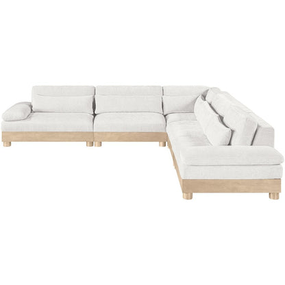 Turin 127.75" Cream Chenille Fabric Upholstered 5pc. Modular Sectional