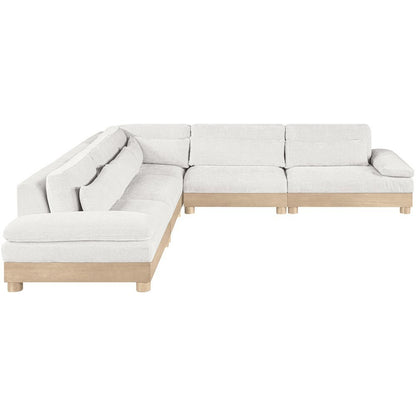 Turin 127.75" Cream Chenille Fabric Upholstered 5pc. Modular Sectional
