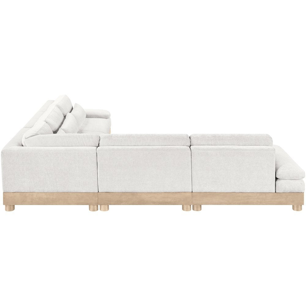 Turin 127.75" Cream Chenille Fabric Upholstered 5pc. Modular Sectional