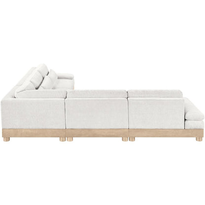 Turin 127.75" Cream Chenille Fabric Upholstered 5pc. Modular Sectional