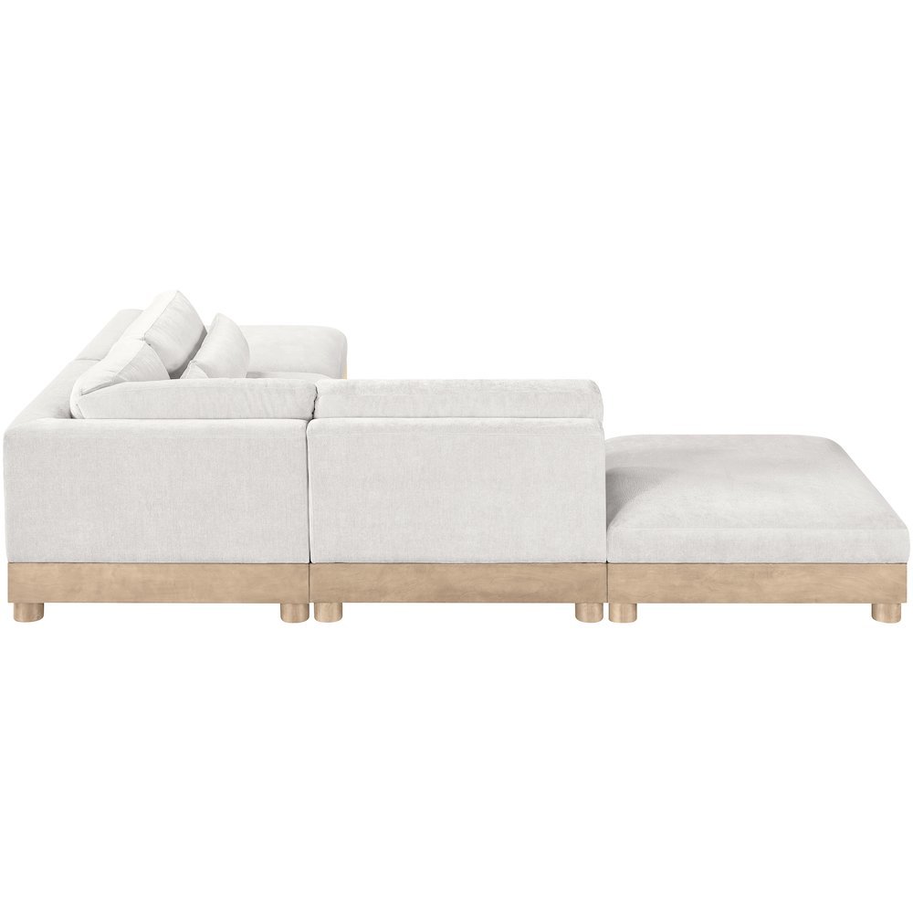 Turin 120" Cream Chenille Fabric Upholstered 5pc. Modular Sectional