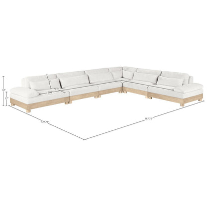 Turin 167.75" Cream Chenille Fabric Upholstered 6pc. Modular Sectional