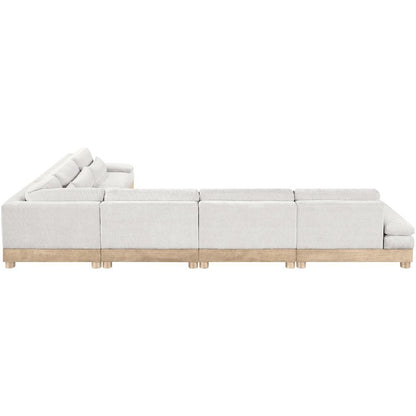 Turin 167.75" Cream Chenille Fabric Upholstered 6pc. Modular Sectional