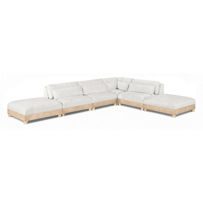 Turin 160" Cream Chenille Fabric Upholstered 6pc. Modular Sectional