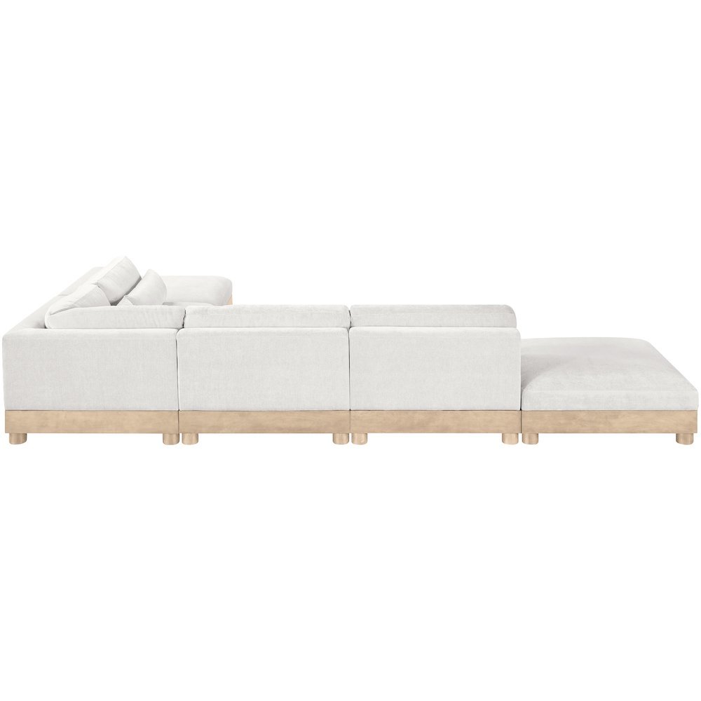 Turin 160" Cream Chenille Fabric Upholstered 6pc. Modular Sectional