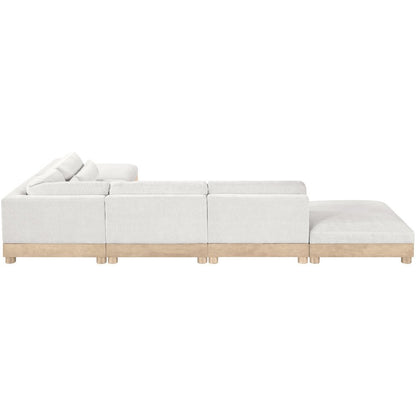 Turin 160" Cream Chenille Fabric Upholstered 6pc. Modular Sectional