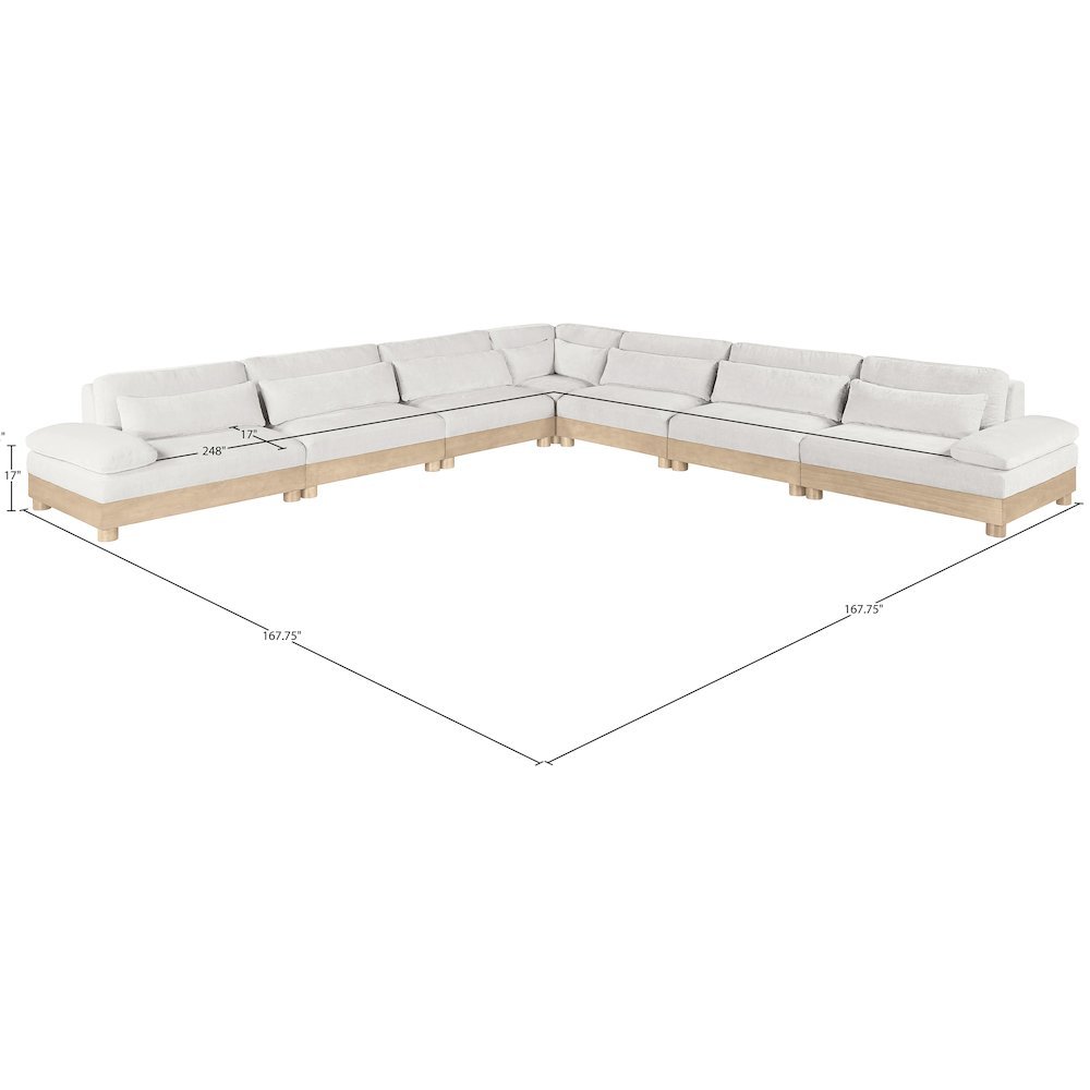 Turin 167.75" Cream Chenille Fabric Upholstered 7pc. Modular Sectional