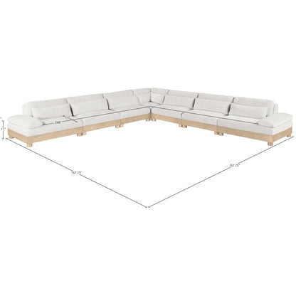 Turin 167.75" Cream Chenille Fabric Upholstered 7pc. Modular Sectional